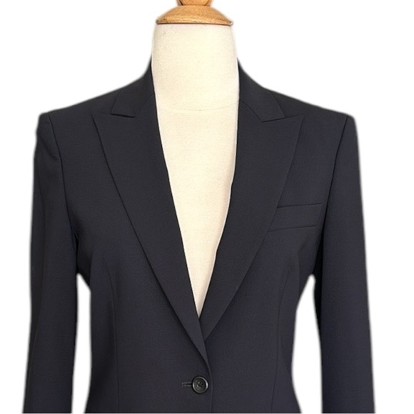 HUGO BOSS Juicy Wool Blazer Navy Blue One Button Tailored Career Wear Size 6 - Picture 3 of 16